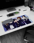 32x16 inches anime girl mouse pad showing Yui, Mio, Ritsu, Mugi, and Azusa giggling in scarves at night.