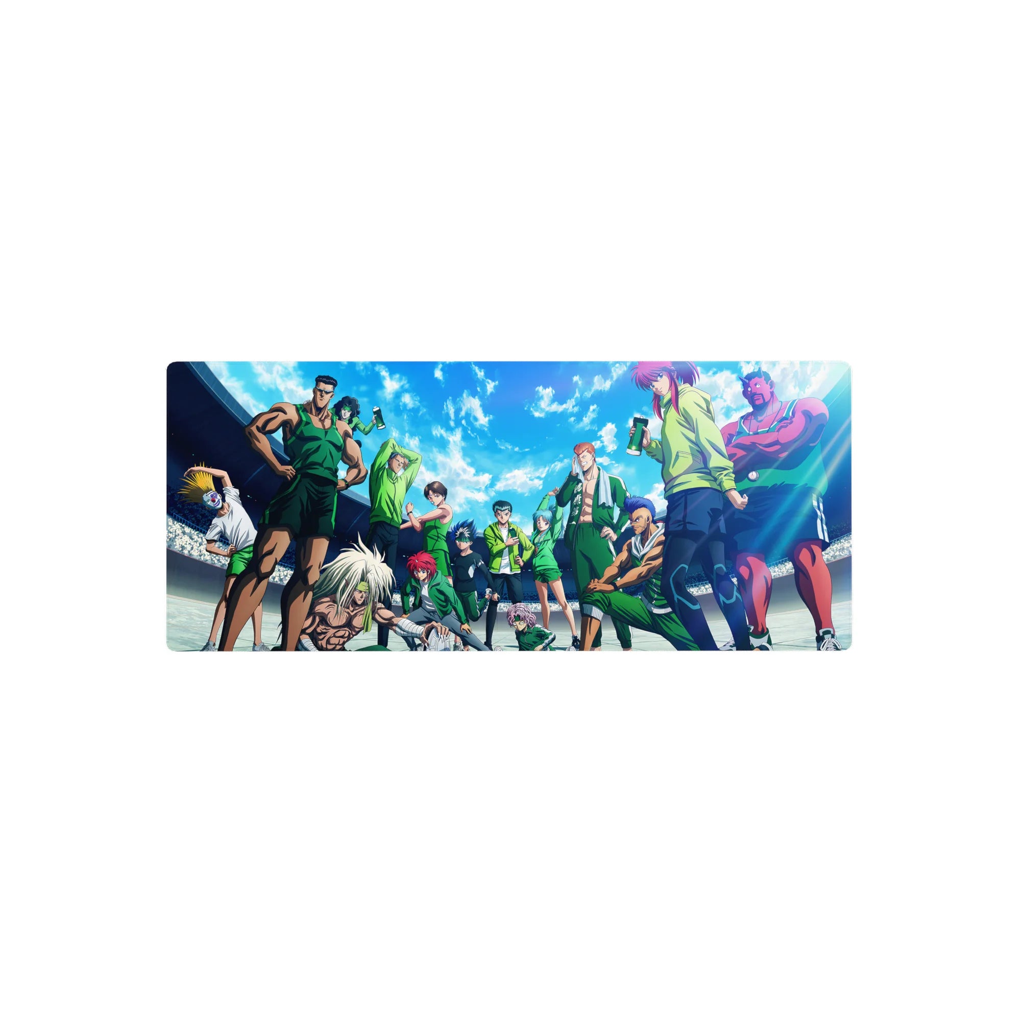 Yu Yu Hakusho stadium-style team poster anime mouse pad, 28x12 inches.