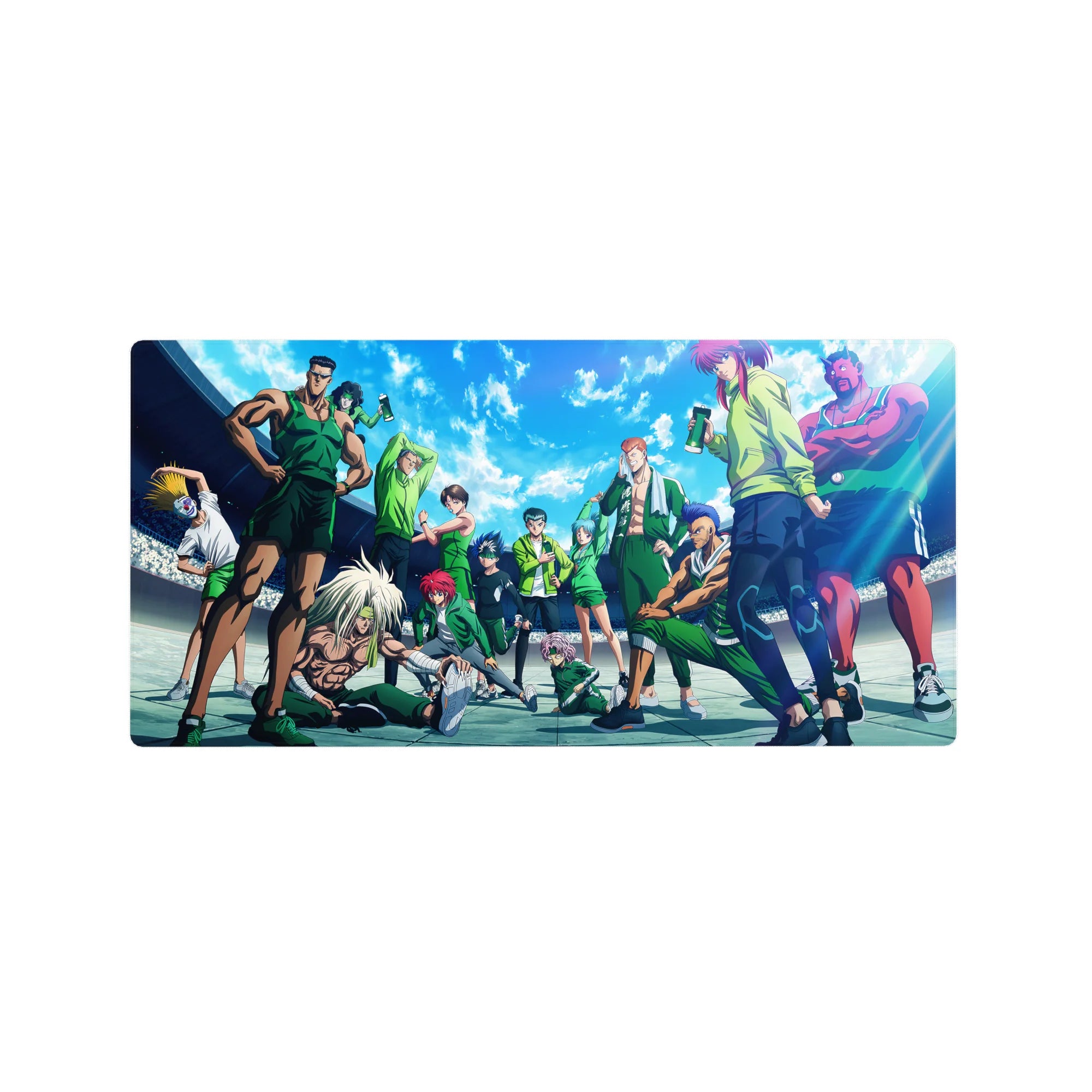 Yu Yu Hakusho stadium training team anime mouse pad, wide desk mat 32x16 inches.