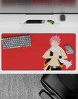 Vivid red Fire Dragon energy anime mouse pad 32x16 inches, clean graphic style for gaming and work.
