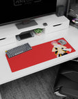 32x12 inches anime mouse pad showing Natsu Dragneel posing with white scarf whipping on a red backdrop.