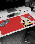 40x20 inches desk pad showing Natsu Dragneel from Fairy Tail, white scarf whipping over black vest.