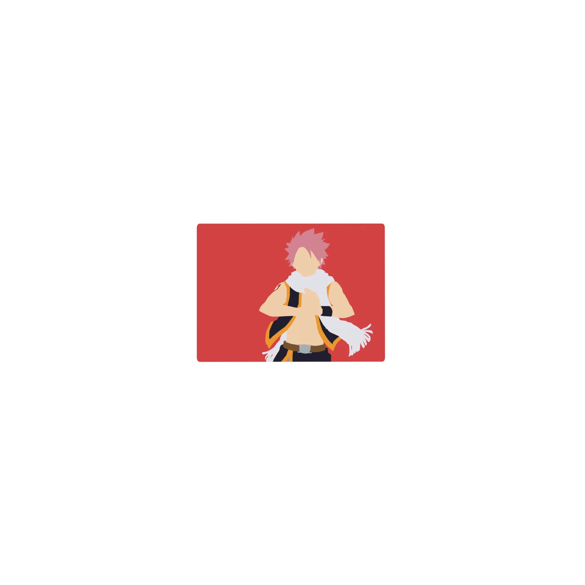 Classic anime mouse pad 14x10 inches with bold minimalist Natsu-style design and whipping white scarf.
