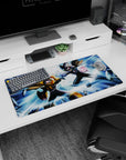 32x16 inches Mega Man Battle Network mouse pad showing ProtoMan vs Dark ProtoMan impact scene.