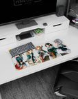 Azusa Nakano with Yui, Mio, Ritsu, and Mugi posing like rehearsal on mouse pad, 28x12 inches.