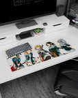 Azusa Nakano and K-ON! band rehearsal pose anime girl mouse pad 32x12 inches with drums and guitars.