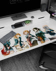 Azusa, Yui, Mio, Ritsu and Tsumugi K-ON! rehearsal scene desk pad 40x20 inches.