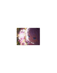 Classic anime girl mouse pad 14x10 inches with neon pink accents, starry background, and lightning glow.