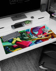 36x16 inches anime desk pad showing Zero dashing with blond hair flowing beside a green armored ally.