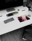Anime mouse pad 14x10 inches showing three characters in quiet tension beside a bright white river.