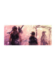 28x12 inches anime mouse pad with three figures by a glowing white stream under drifting sparkles.