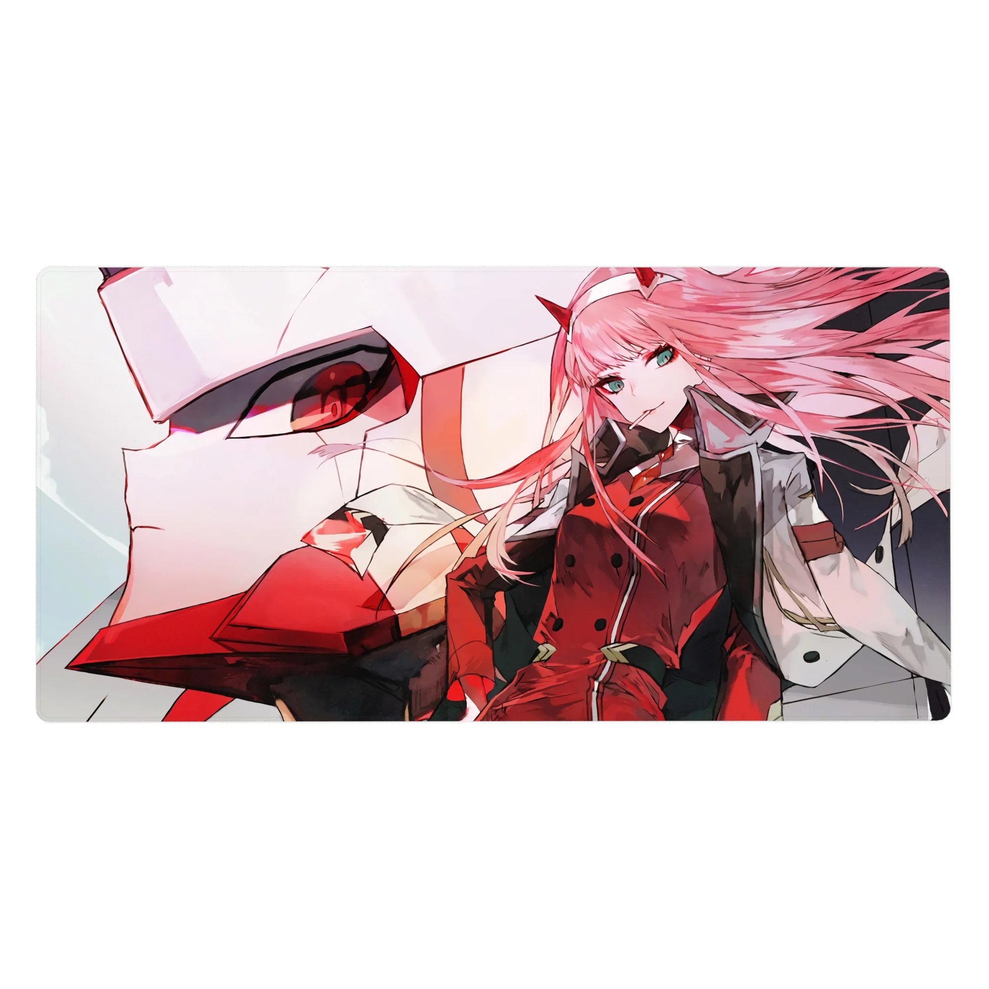 Zero Two mecha mouse pad 40x20 featuring dynamic illustration for bold Darling in the Franxx style