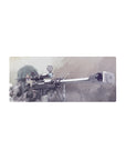 Anime mouse pad 28x12 inches featuring Sinon from Sword Art Online with sniper rifle in winter-themed colors.