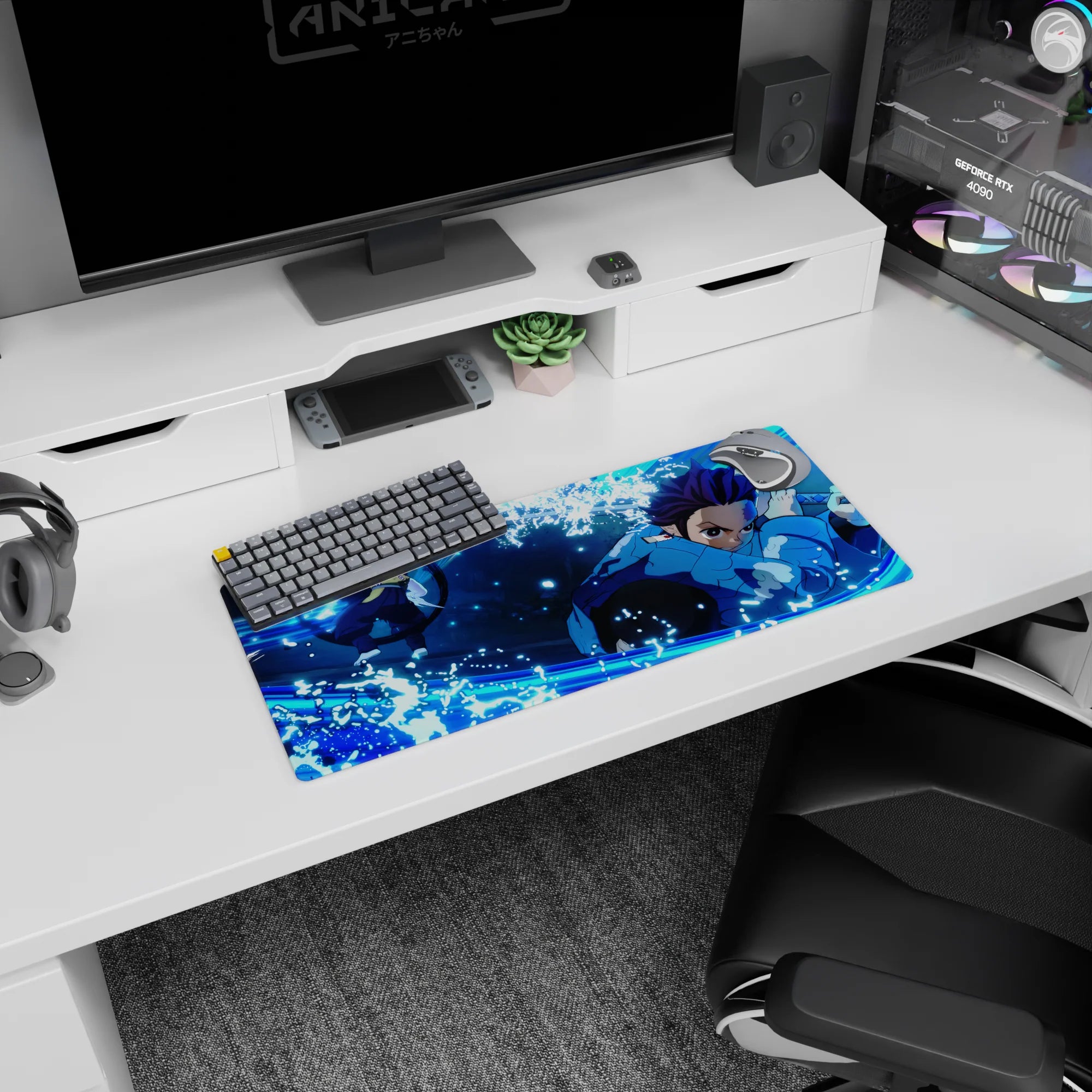 Demon Slayer Deskmat | Mousepad | Deskpad - Water Breathing Strike - AniChan