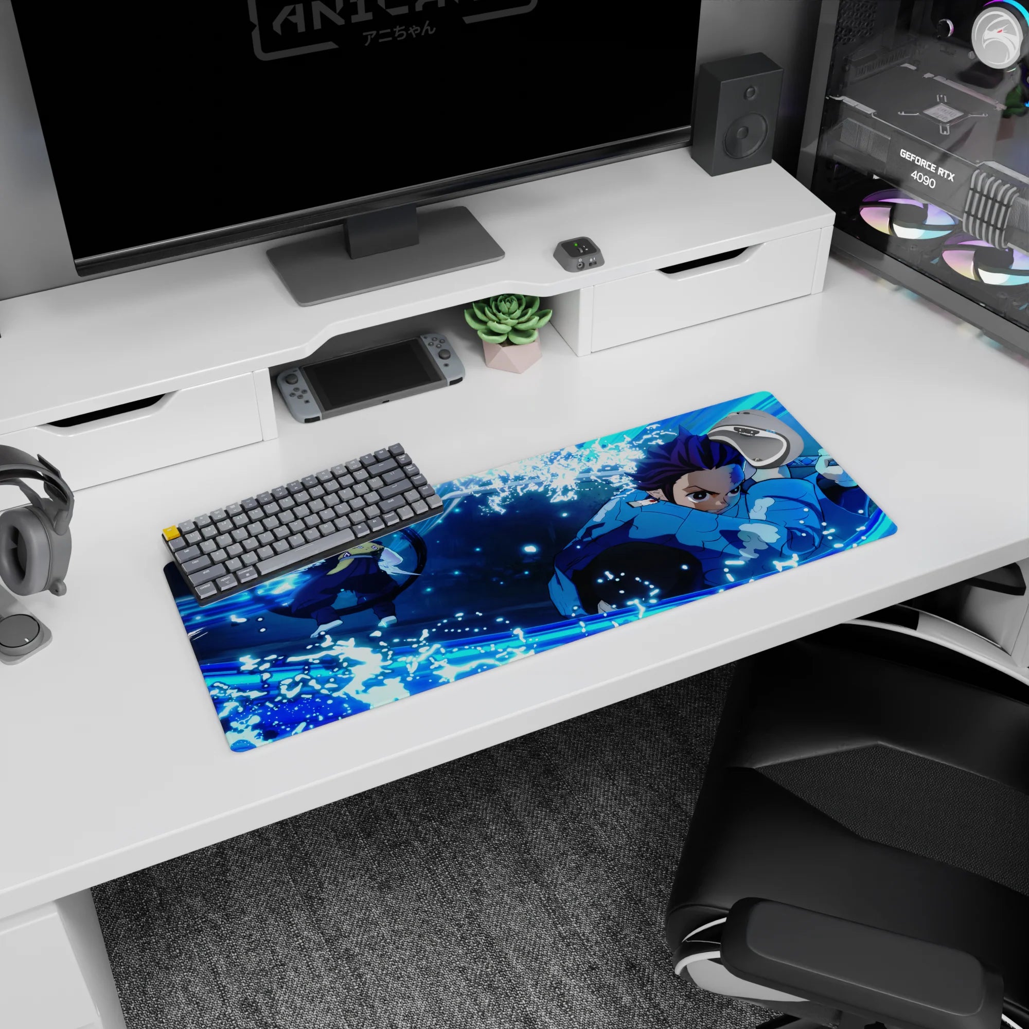 Demon Slayer Deskmat | Mousepad | Deskpad - Water Breathing Strike - AniChan