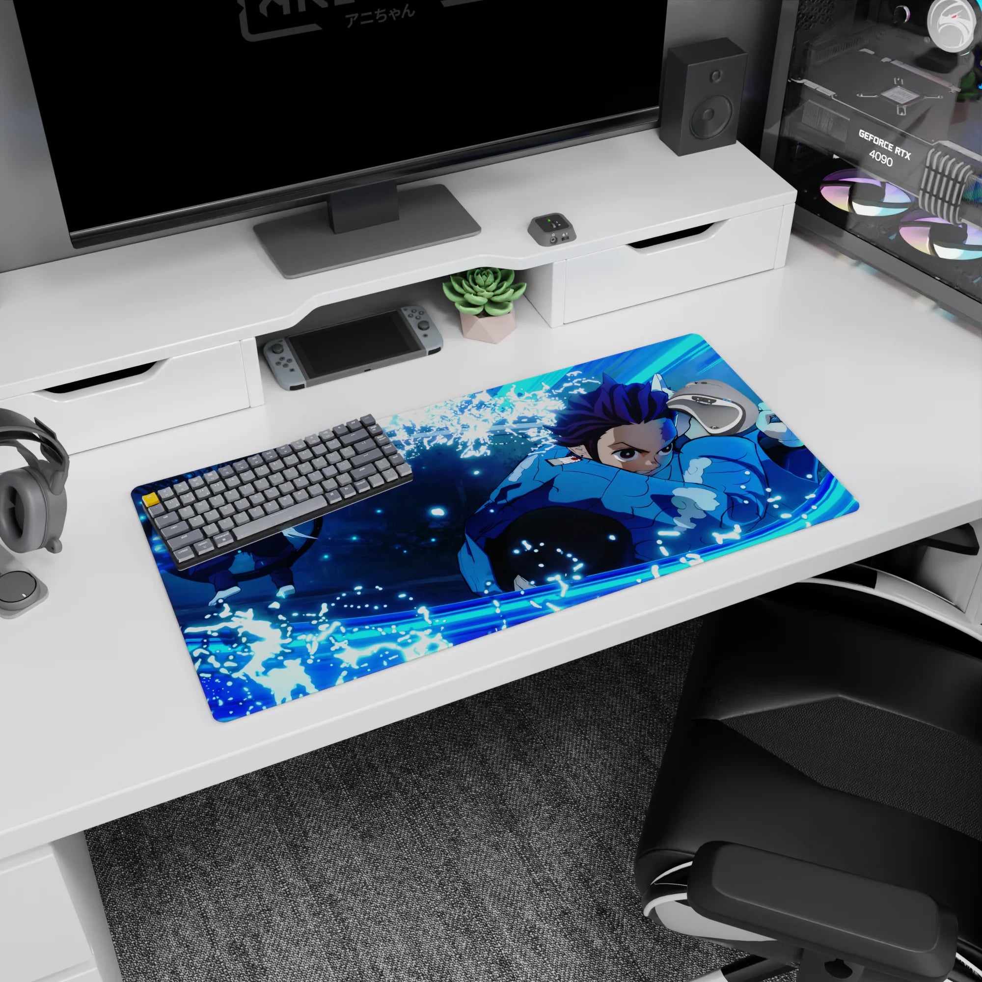 Demon Slayer Deskmat | Mousepad | Deskpad - Water Breathing Strike - AniChan