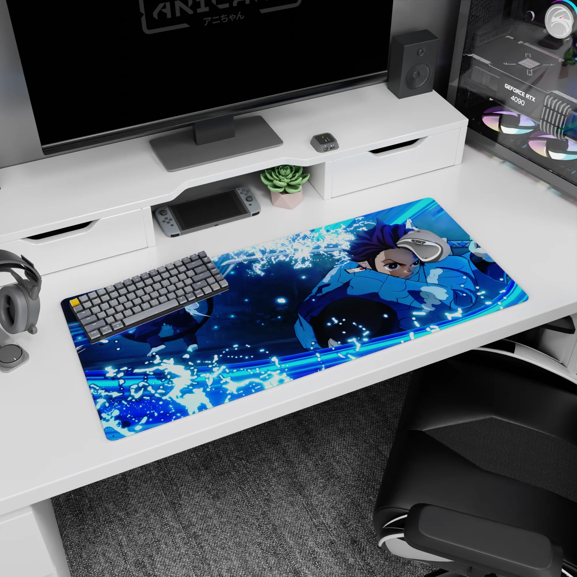 Demon Slayer Deskmat | Mousepad | Deskpad - Water Breathing Strike - AniChan