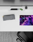 Violet purple dreamy anime mouse pad 14x10 inches with soft bokeh lights and late-night romance vibe.