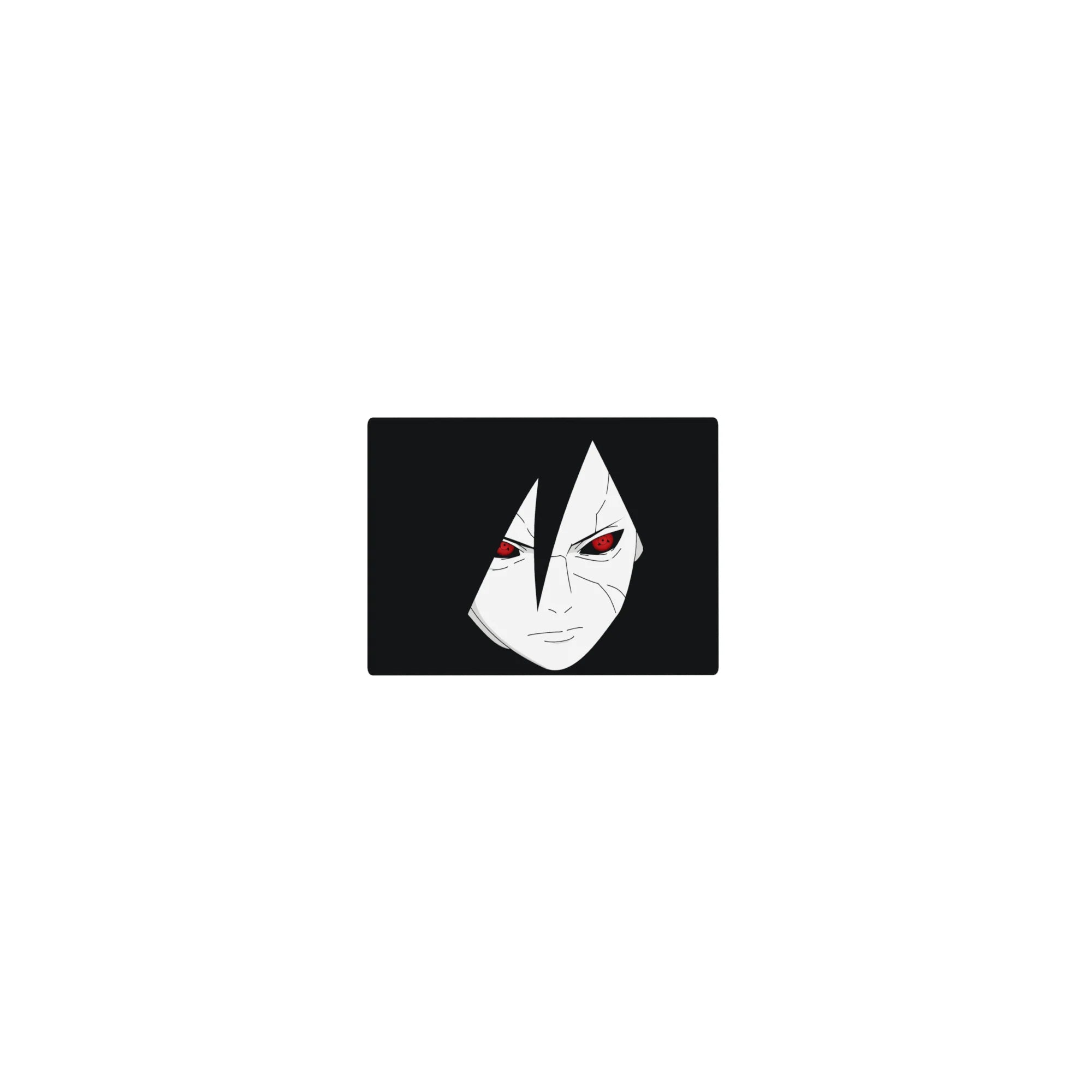 Classic anime mouse pad 14x10 inches with minimalist Sasuke Uchiha face and sharp modern line art.