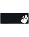 Minimal Sasuke Uchiha anime mouse pad, clean modern line art, 32x12 inches.