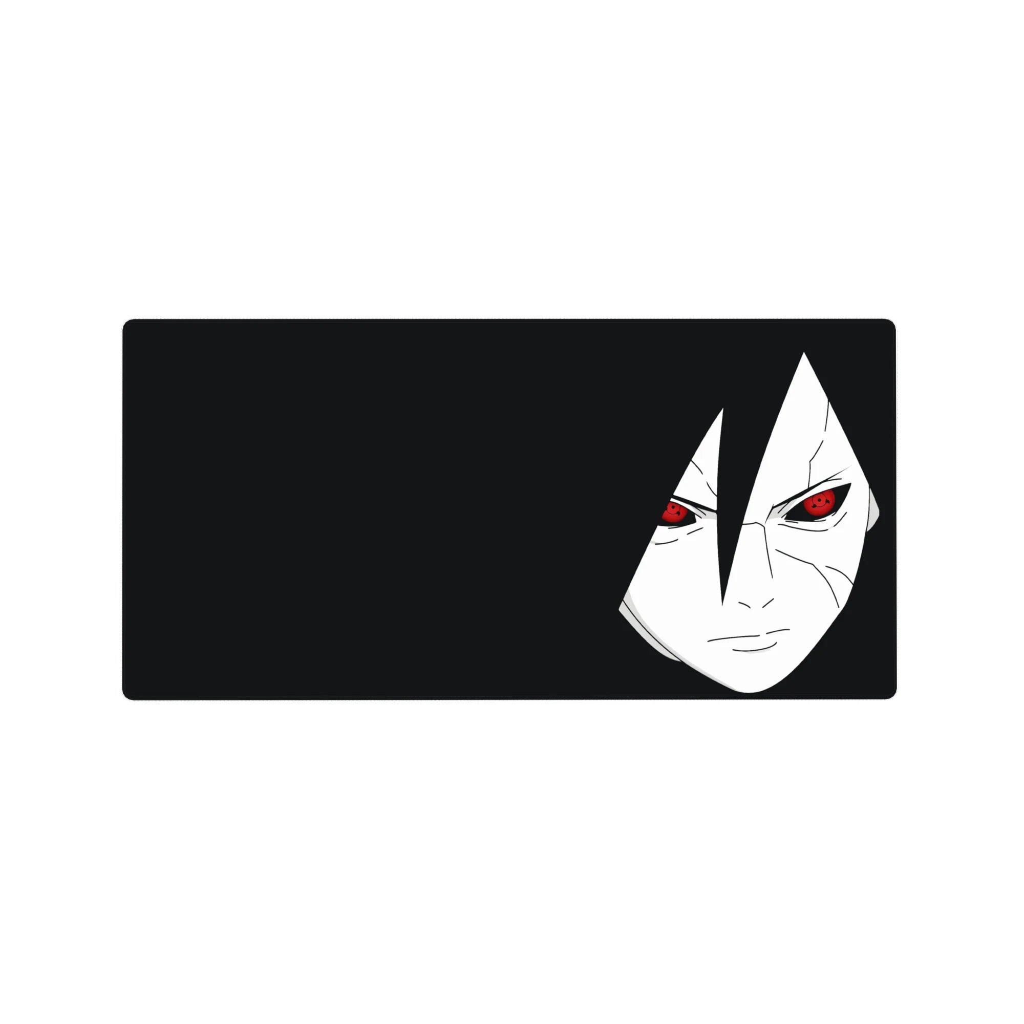 Minimalist Sasuke Uchiha anime mouse pad, clean modern portrait design, 32x16 inches.