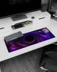 Violet cloud spiral portal scene mouse pad 32x12 inches, spiraling into a dark center with stars.