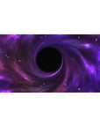 Cosmic swirl nebula desk pad 40x20 inches with violet clouds and scattered starlight.