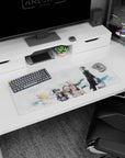 32x12 inches anime mouse pad featuring tall figure in black coat with blue-haired companion in bright sky scene.