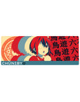 32x12 inches anime girl mouse pad with eyepatch, magic circle art, CHUNIBYO banner, kanji pattern.