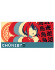 32x16 inches anime girl mouse pad with eyepatch, magic circle, CHUNIBYO banner, and kanji pattern.