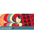 36x16 inches anime girl desk pad with eyepatch, magic circle, CHUNIBYO banner, and kanji pattern.