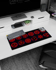 28x12 inches Naruto mouse pad with Sasuke Uchiha Sharingan eyes staring forward, hypnotic clan collection.