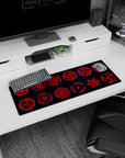 32x12 inches Naruto mouse pad featuring Sasuke Uchiha Sharingan eyes staring from a dark background.