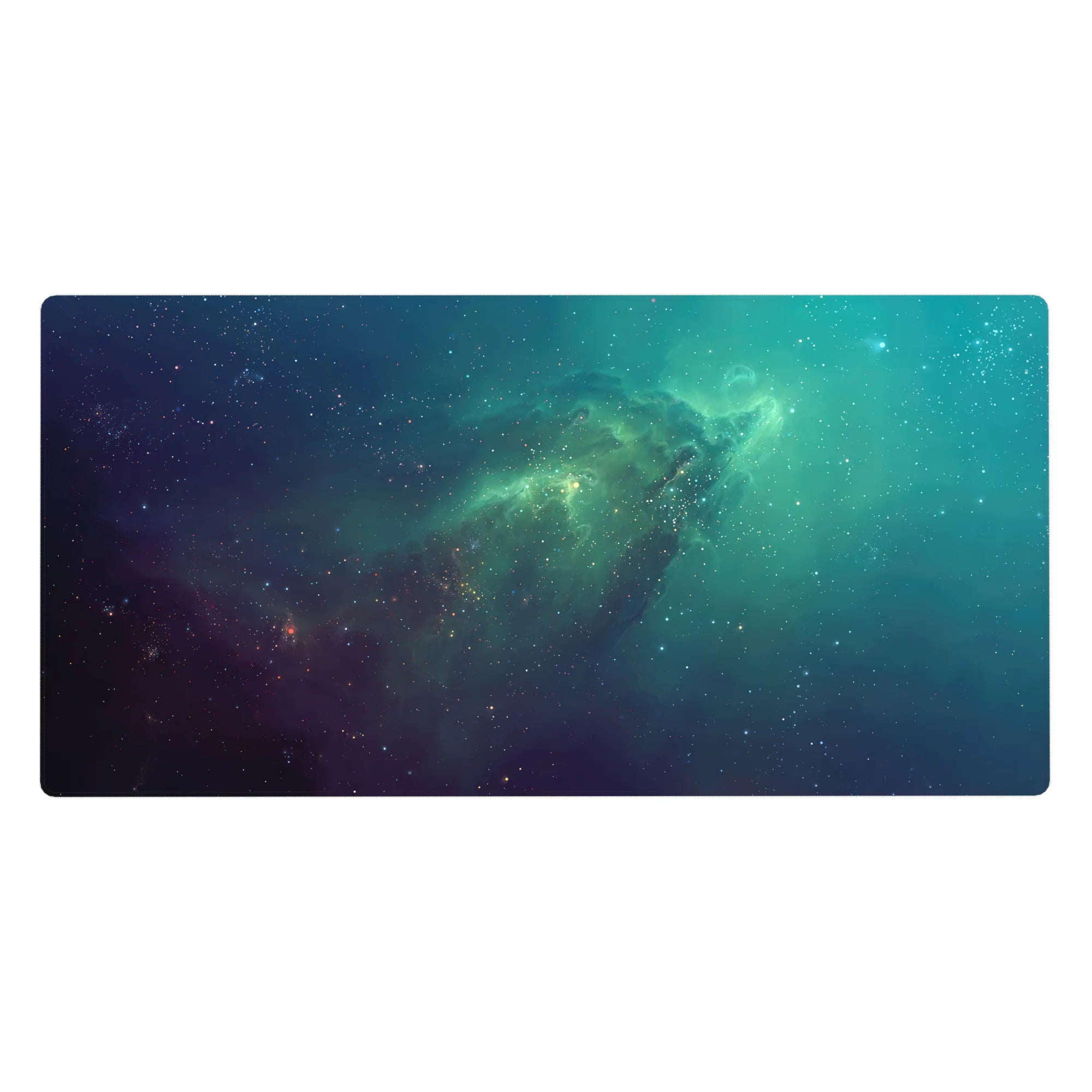 Nebula swirl galaxy desk pad mouse pad, 40x20 inches, smooth surface for precise tracking.