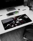 Anime mouse pad 32x16 inches showing helmeted barbarian with heavy axe, ready-to-strike pose.