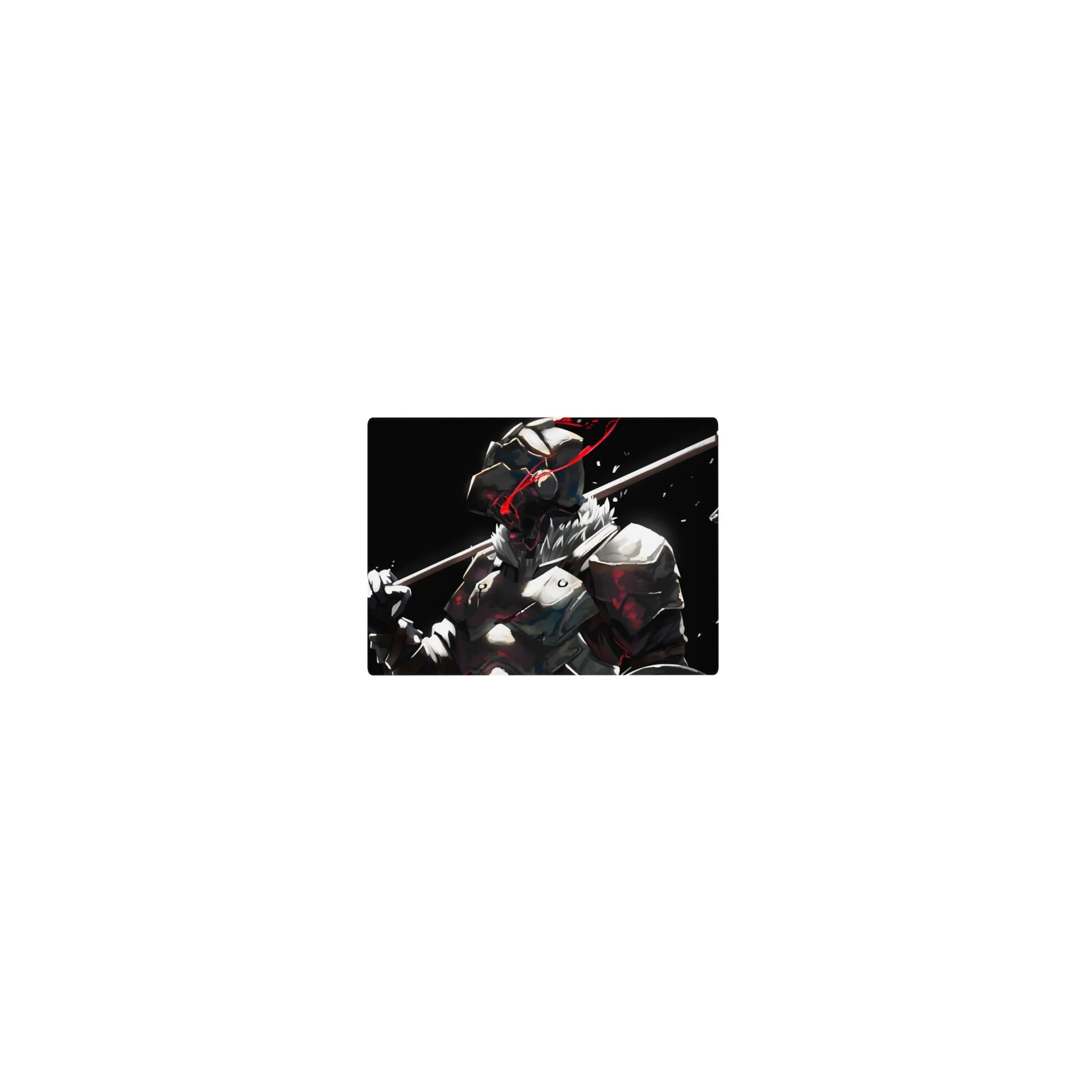 Classic anime mouse pad 14x10 inches with armored warrior, fur collar, and axe on black backdrop.
