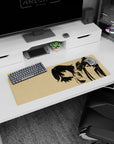 32x12 inches anime girl mouse pad showing two girls, one smirking bob cut, one fierce high ponytail.