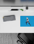 Sky-blue 14x10 inches anime mouse pad with calming vibe, silver hair and dark mask popping on cool tones.