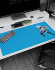 Kakashi Hatake Naruto desk pad 40x20 inches, kunai ready, Sharingan look on blue background.