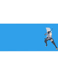36x16 inches anime desk pad with minimalist Kakashi Hatake on sky-blue background, crisp clean style.