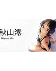 Anime girl desk pad 40x20 inches with glossy black bikini pose, kanji text, white background.