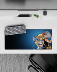 Cool blue backdrop anime mouse pad 28x12 inches with bright, crisp print and chaotic fun vibes.