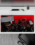 Persona 5 Royal mouse pad, 32x16 inches. Features Phantom Thieves in noir style with Morgana leading, red backdrop adds urgency.