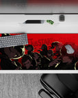 Persona 5 Royal desk pad 36x16 inches featuring Phantom Thieves in noir style; Morgana in front against a striking red backdrop.