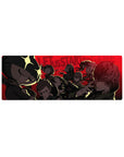 Persona 5 Royal anime mouse pad, 32x12 inches, featuring Phantom Thieves with Morgana in front, red background, noir style.