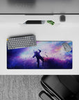 Violet, icy blue, and soft pink haze mouse pad 28x12 inches for a calm cosmic mood and long sessions.