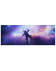Galaxy nebula desk mouse pad 32x12 inches with starry speckles and blurred cosmic gradients.