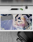 32x16 inches moonlit blue desk mat with soft blonde highlights, pearly whites, and calm dreamy sparkle.