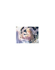 Classic anime girl mouse pad 14x10 inches with blonde hair, white dress, ribbons, and starlit backdrop.