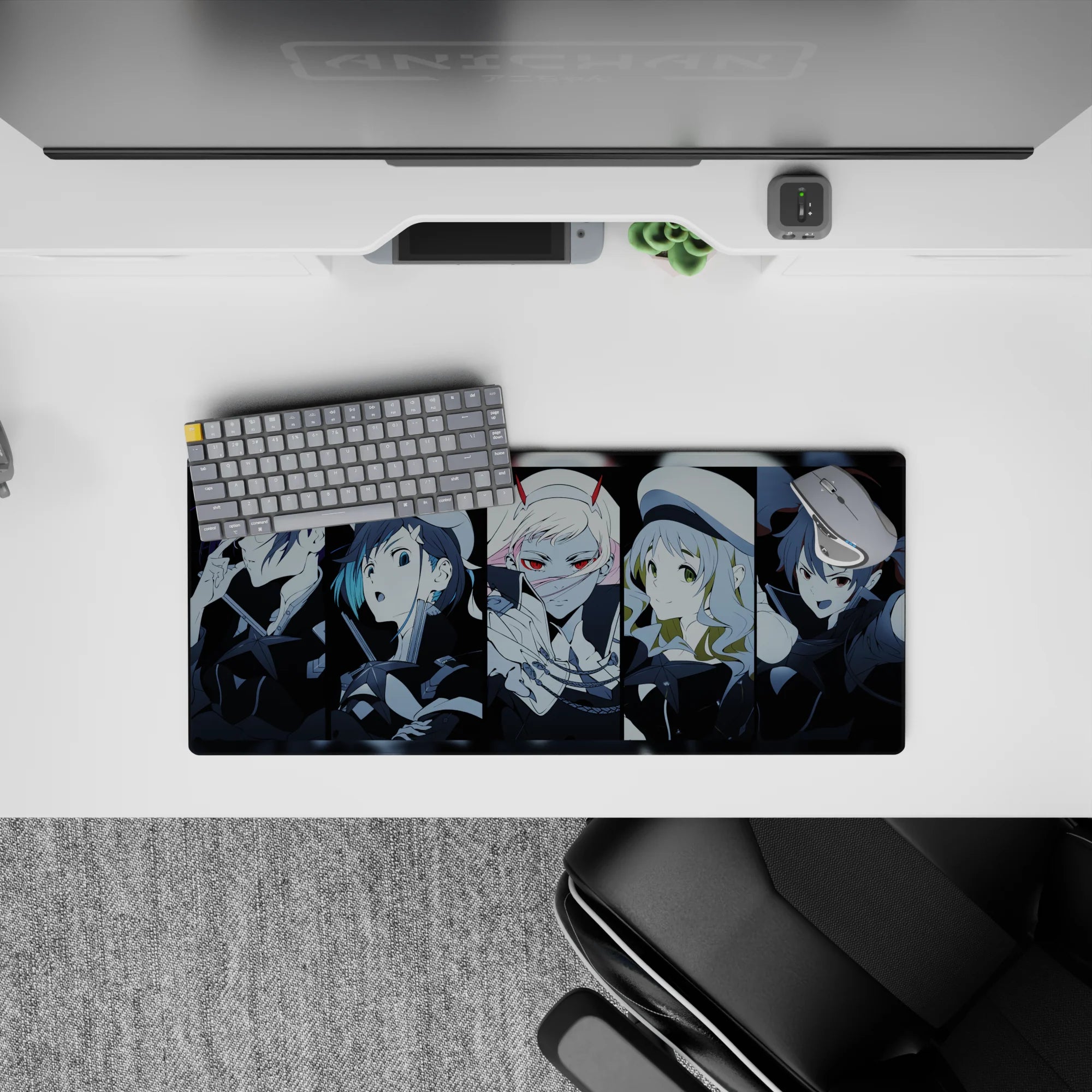 Anime mouse pad 28x12 inches featuring the Parasite team from Darling in the Franxx, highlighting Zero Two and Hiro.